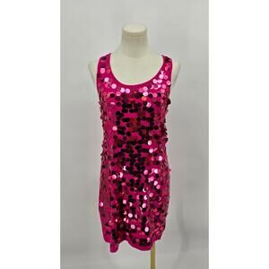 Y2K Eyeshadow Hot Pink Sequin Tank Party Dress